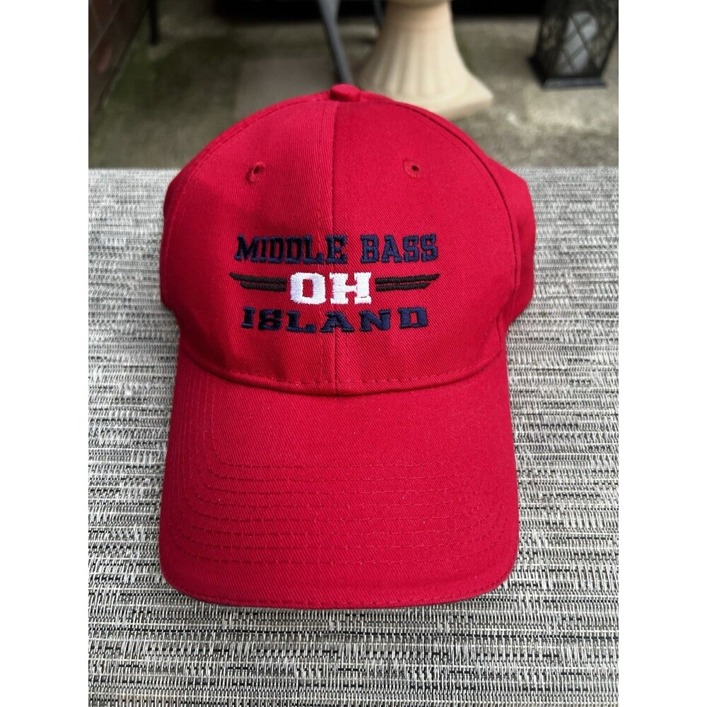 Port & Company Middle Bass Island Ohio Red Cotton Cap Unisex Baseball Hat